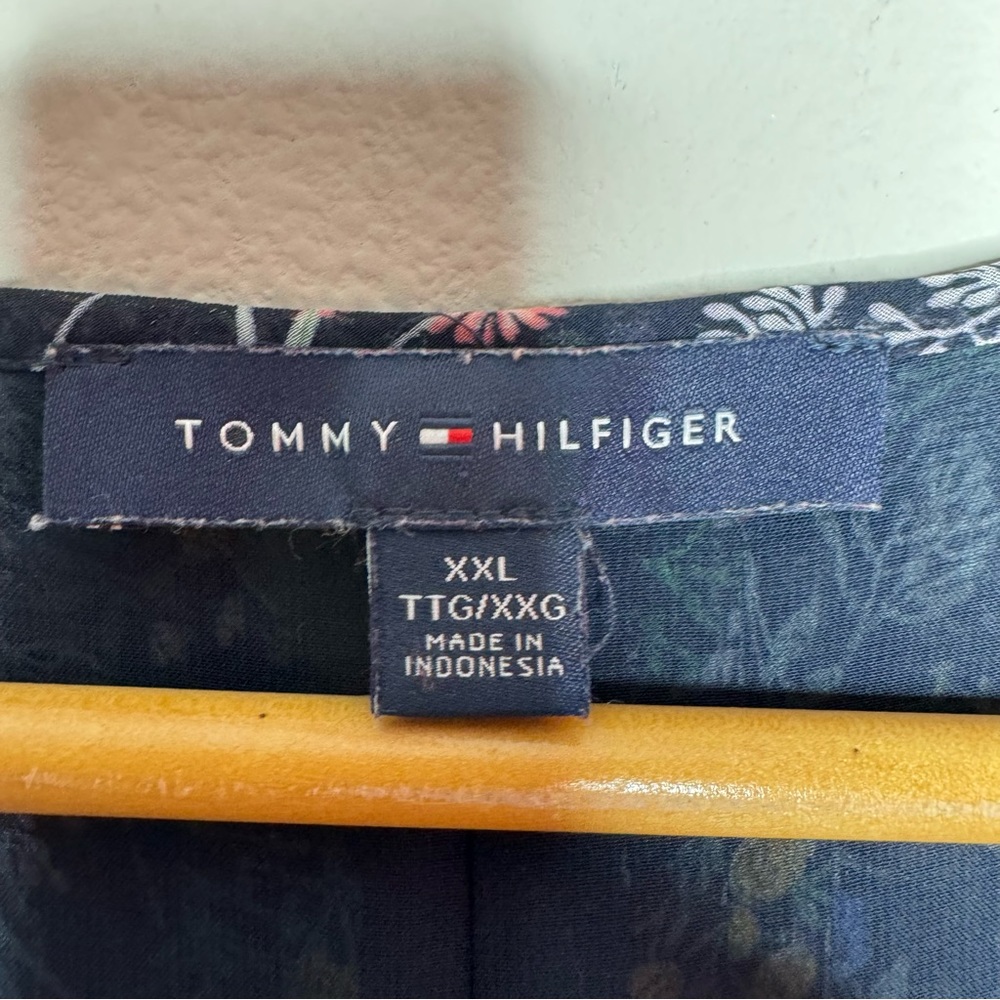 Tommy Hilfiger Navy Floral Print Blouse Women’s Size XXL - Picture 5 of 8